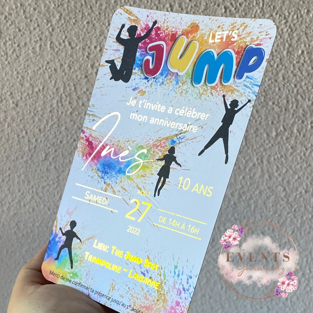 Invitation anniversaire jump trampoline